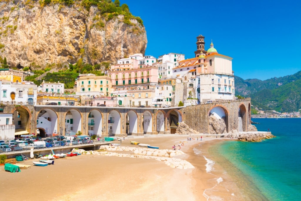 Sandy beach in Atrani