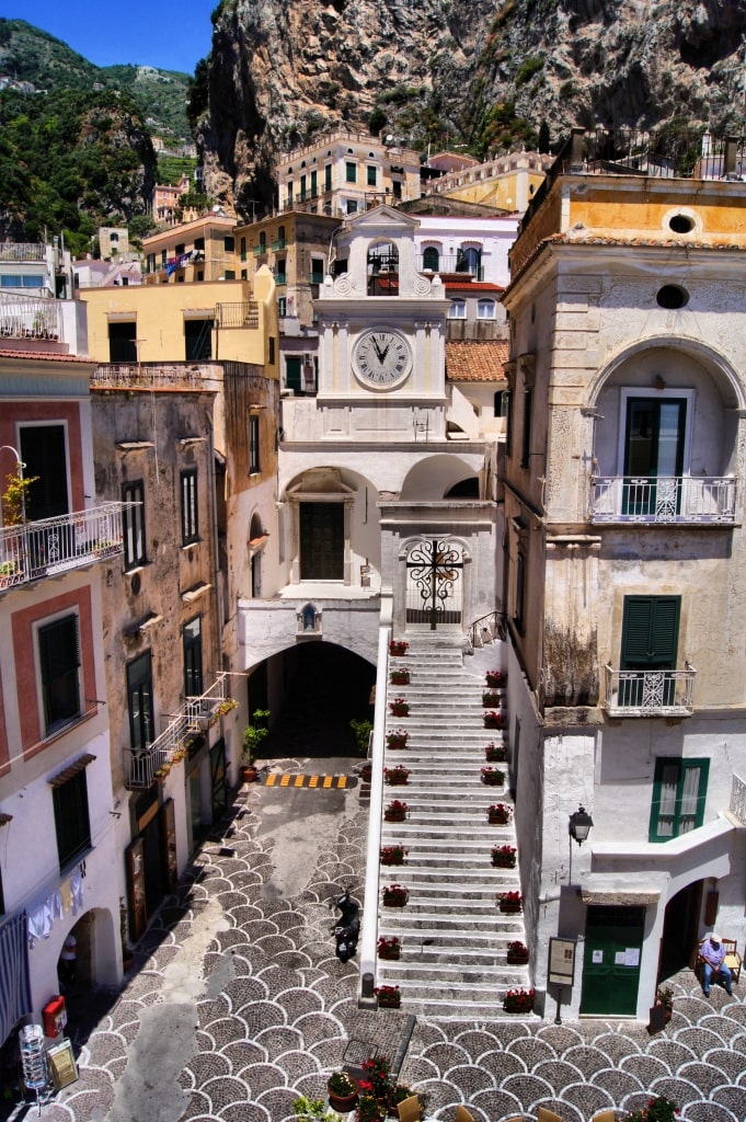 Cobbled square of Piazza Umberto I, Atrani