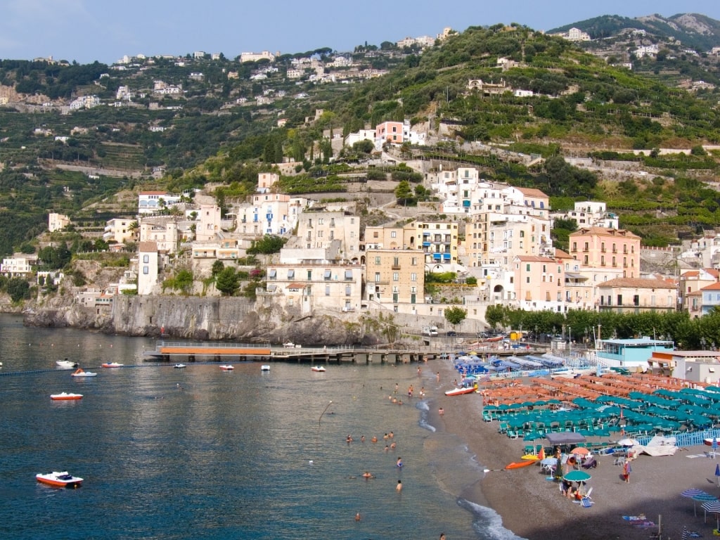 Colorful beach umbrellas on Minori Beach