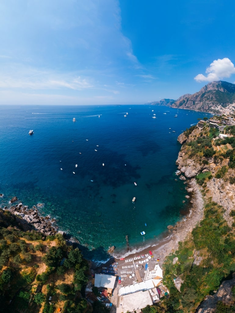 Aerial view of Spiaggia di Laurito, Positano