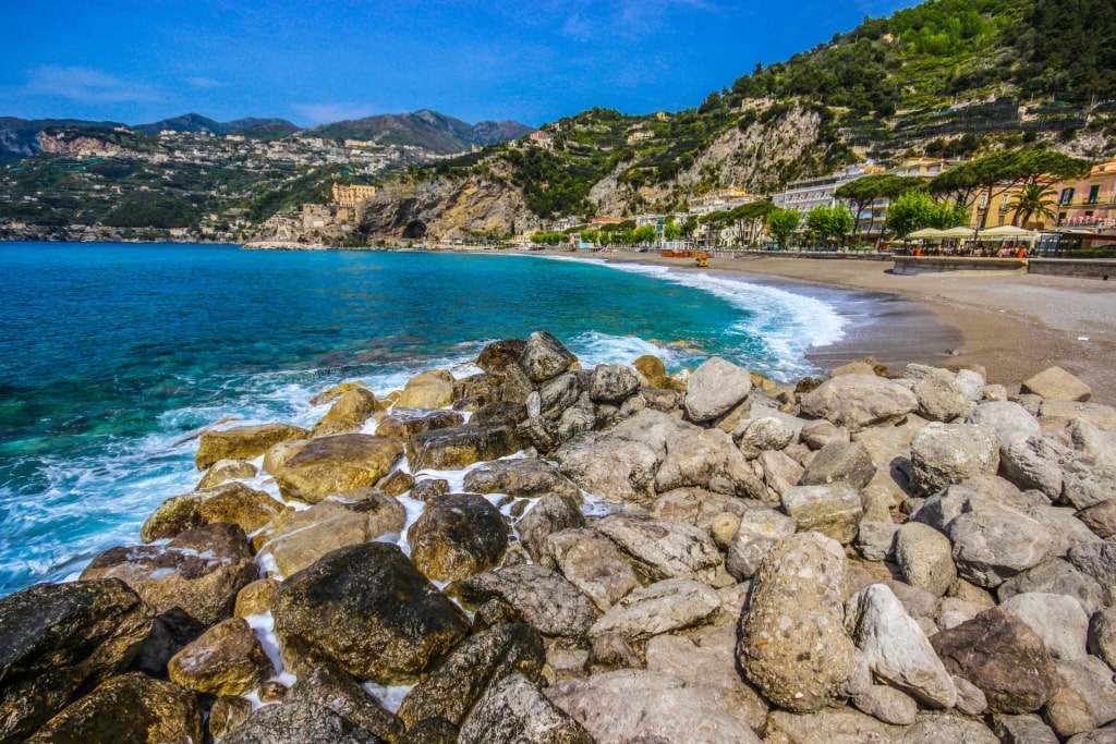 Rocky waterfront of Spiaggia di Maiori, Maiori