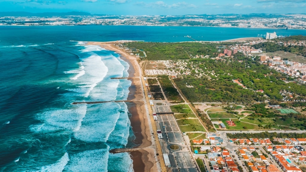 Aerial view of Costa da Caparica, Almada