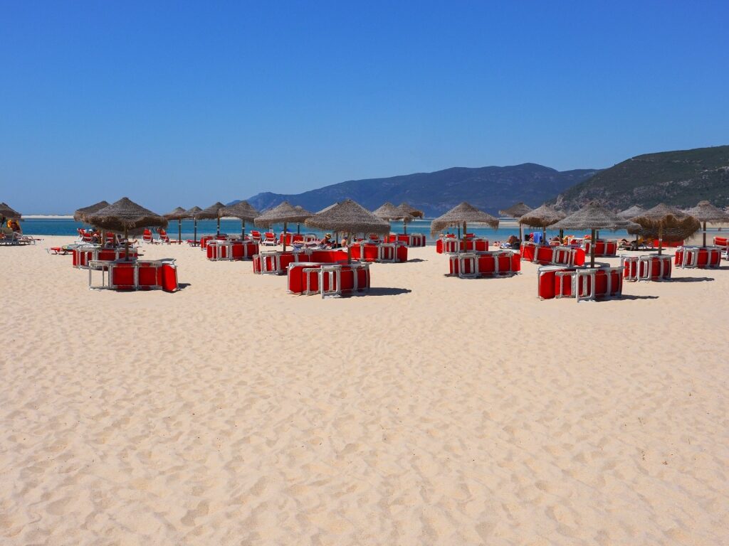 White sand beach of Praia de Troia Mar, Troia Peninsula