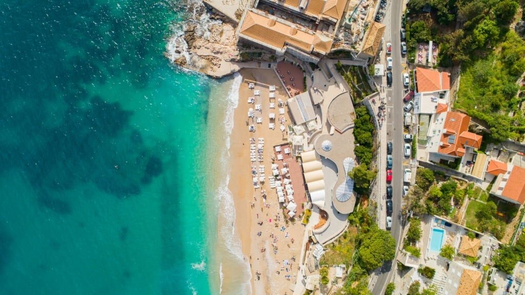 Beautiful aerial view of Banje Beach