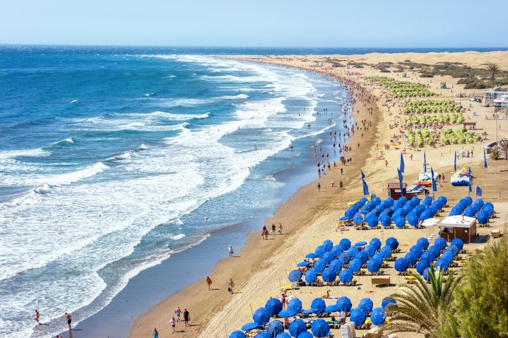 Aerial view of Playa del Inglés in Gran Canaria, Canary Islands