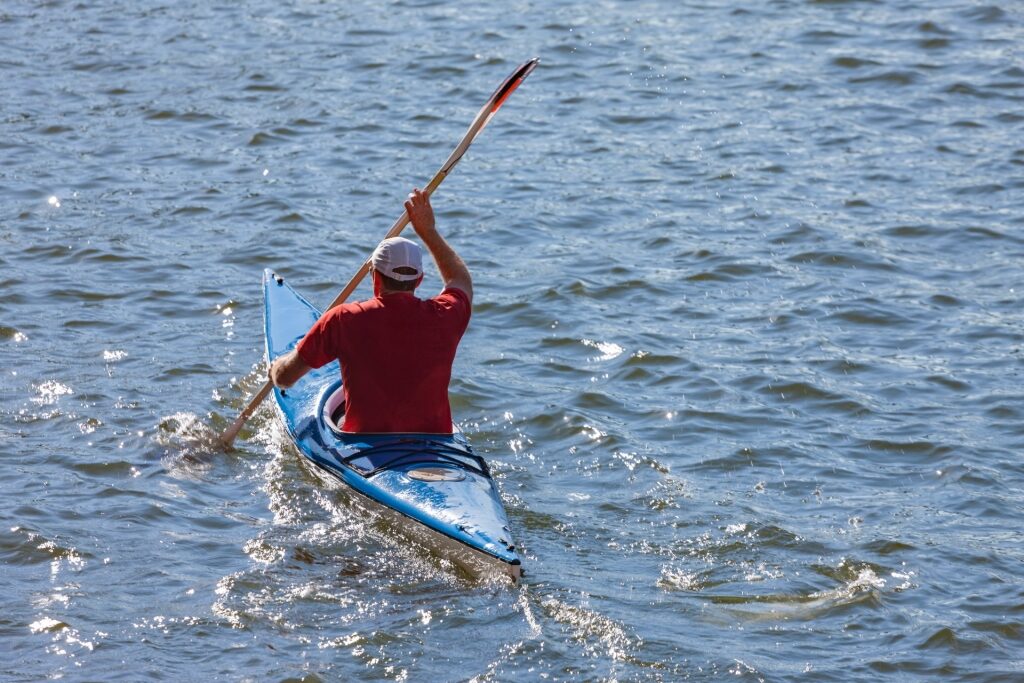 Man kayaking in Brisbane