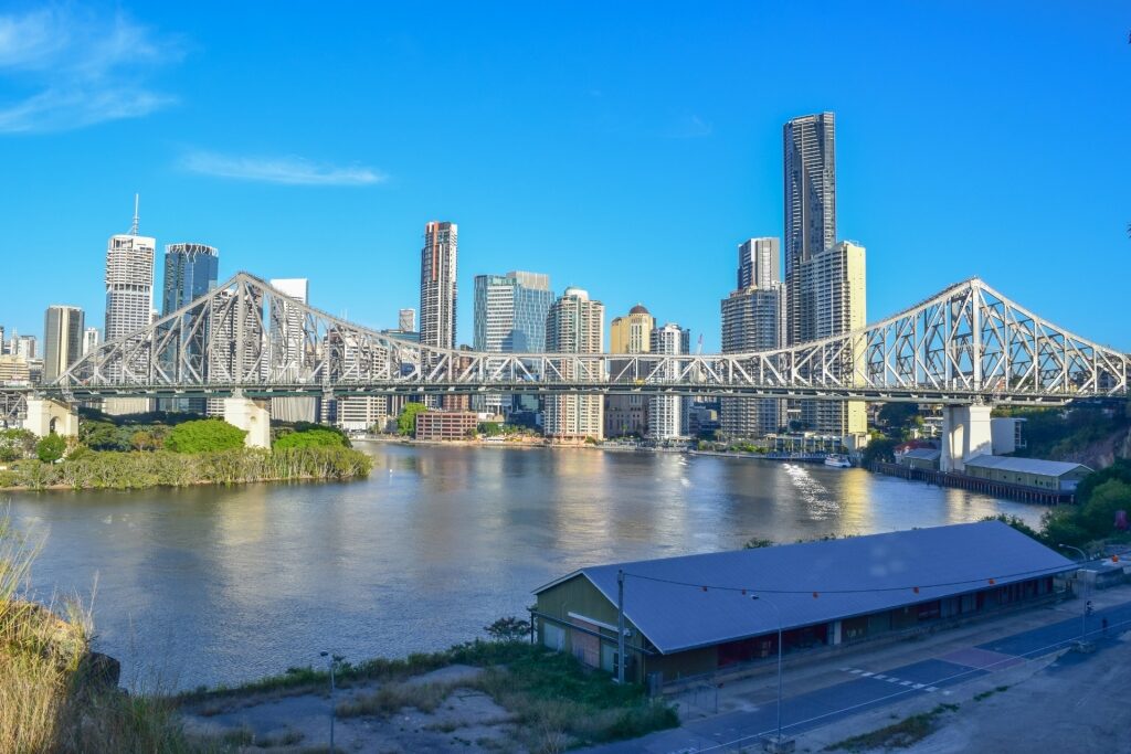 Beautiful skyline of Brisbane with Story Bridge