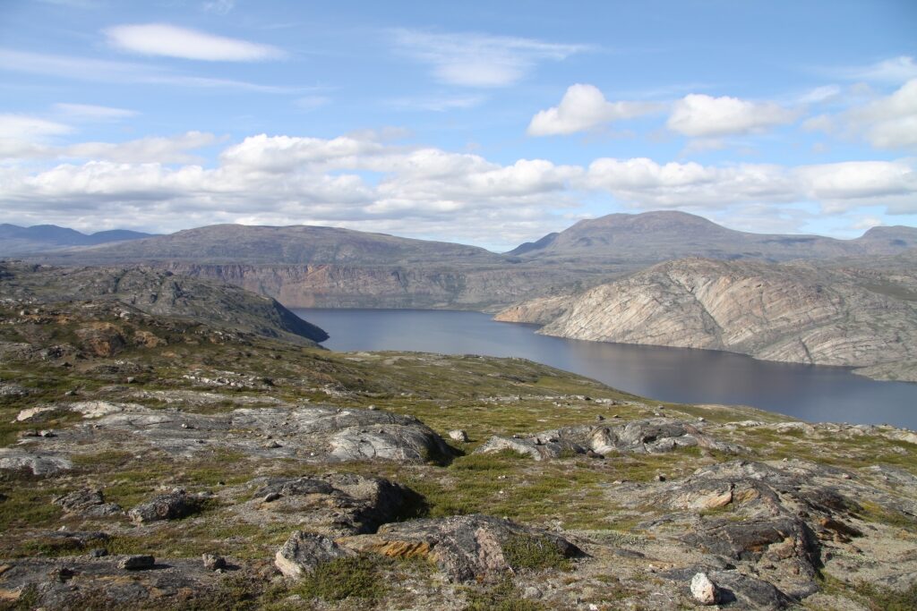 View of Lake Tasersuaq, Greenland from the cliff