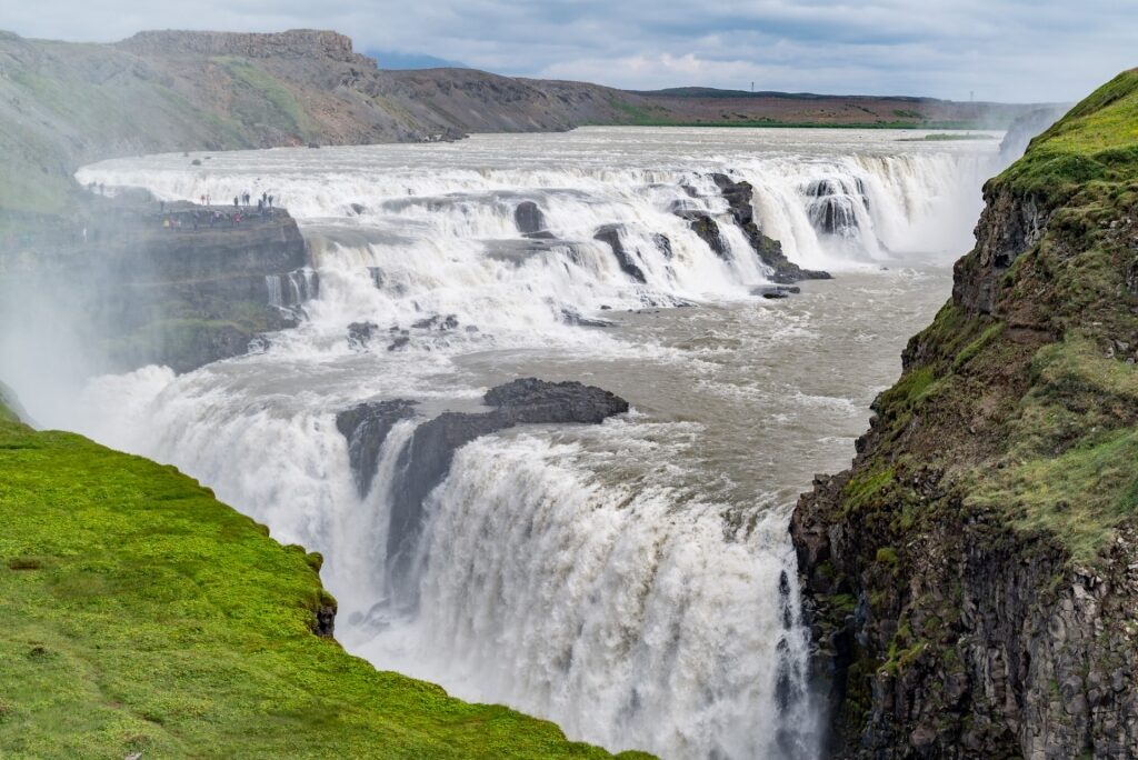 Majestic view of Gullfoss waterfall, Iceland