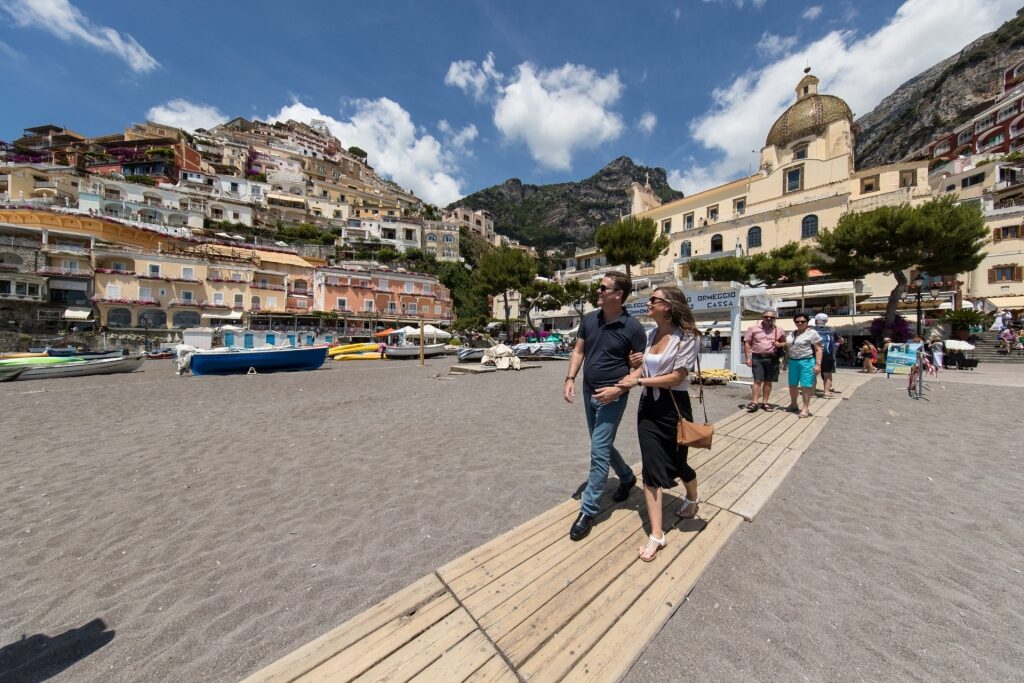Couple strolling the Amalfi Coast