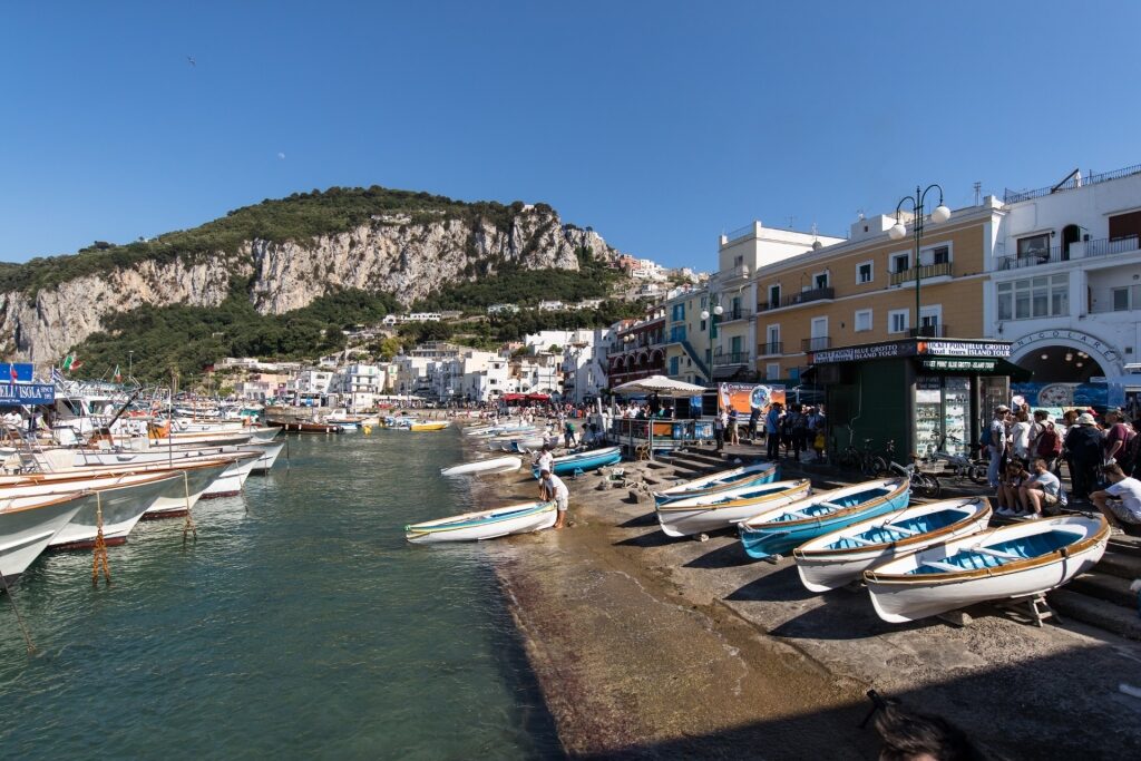 Busy waterfront of Capri