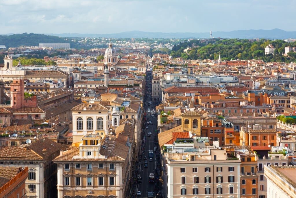 Aerial view of Via del Corso, Rome
