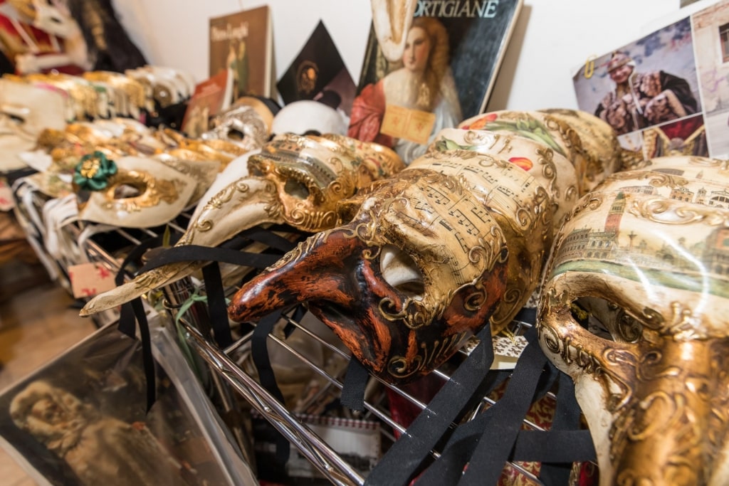 Venetian masks at a store in Venice