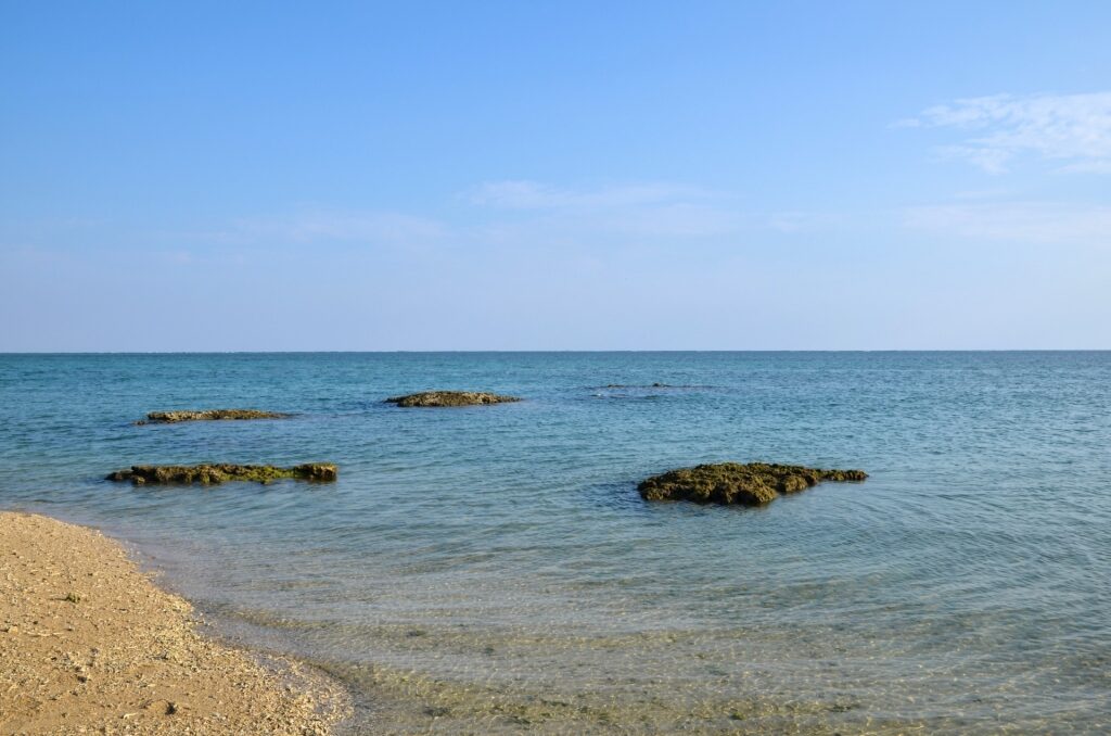 Clear water of Hyakuna Beach, Nanjo