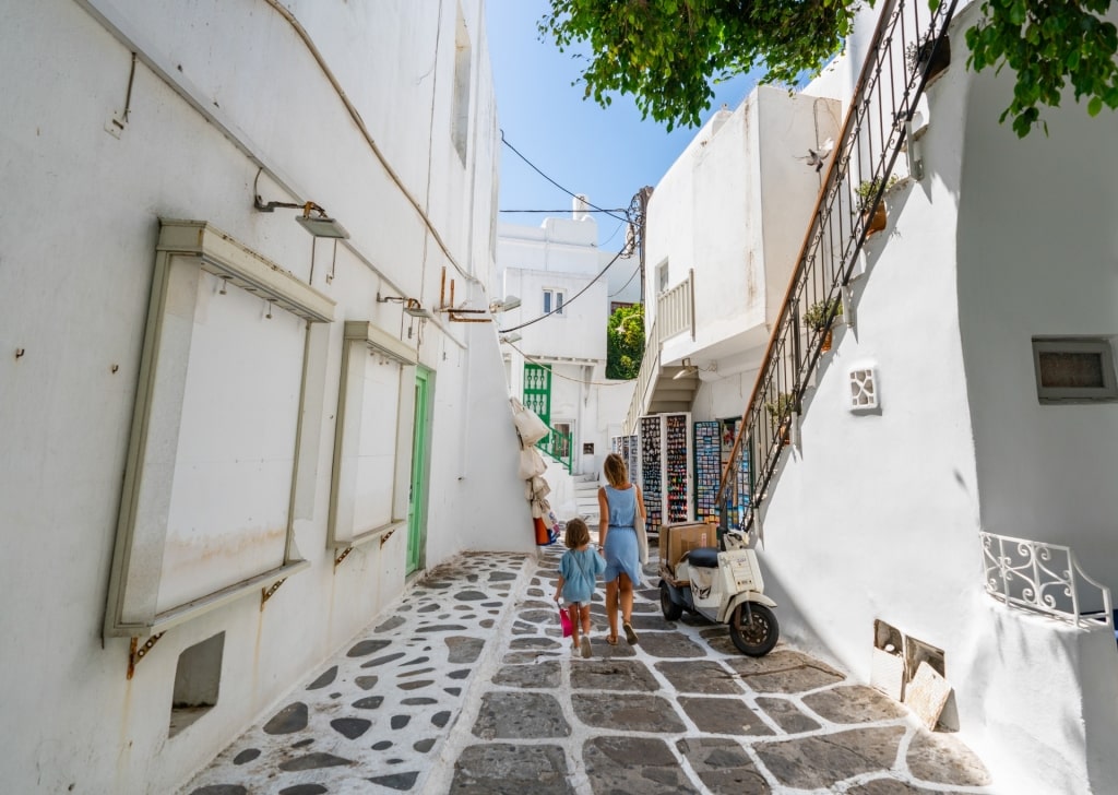 Kids walking in Mykonos