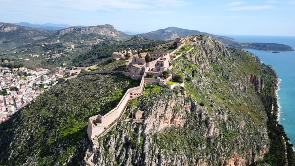 Lush view of Palamidi Fortress, Nafplion