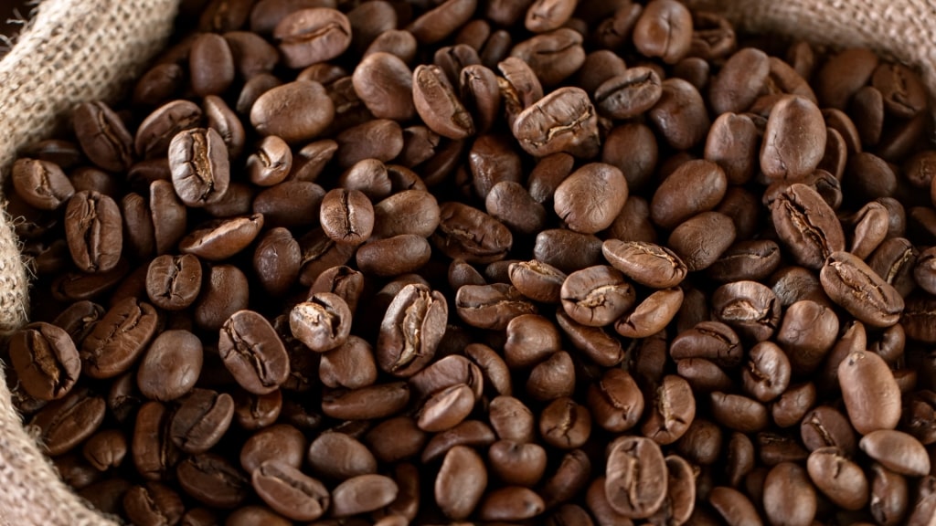 Coffee beans in a basket