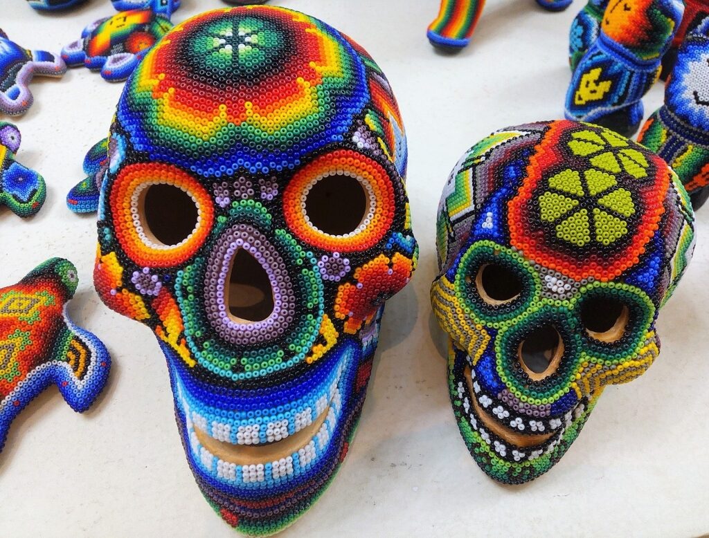 Huichol skulls at a market in Cabo