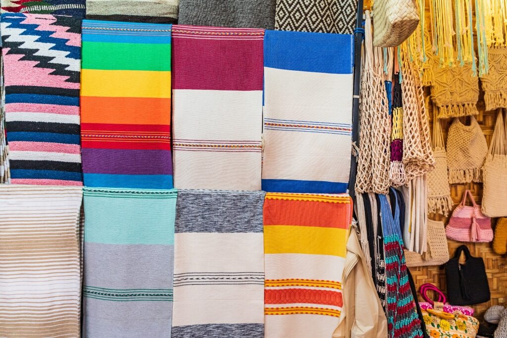 Blankets at a market in Cabo