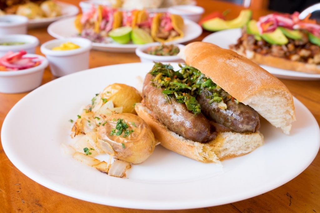 Choripan on a plate