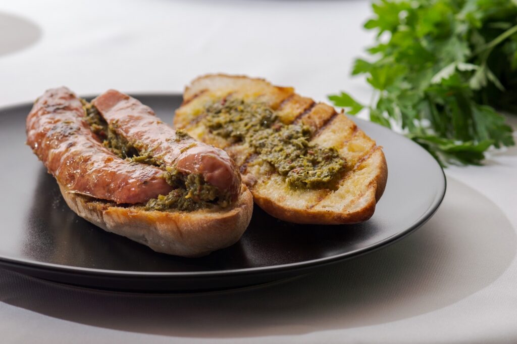 Choripan on a plate