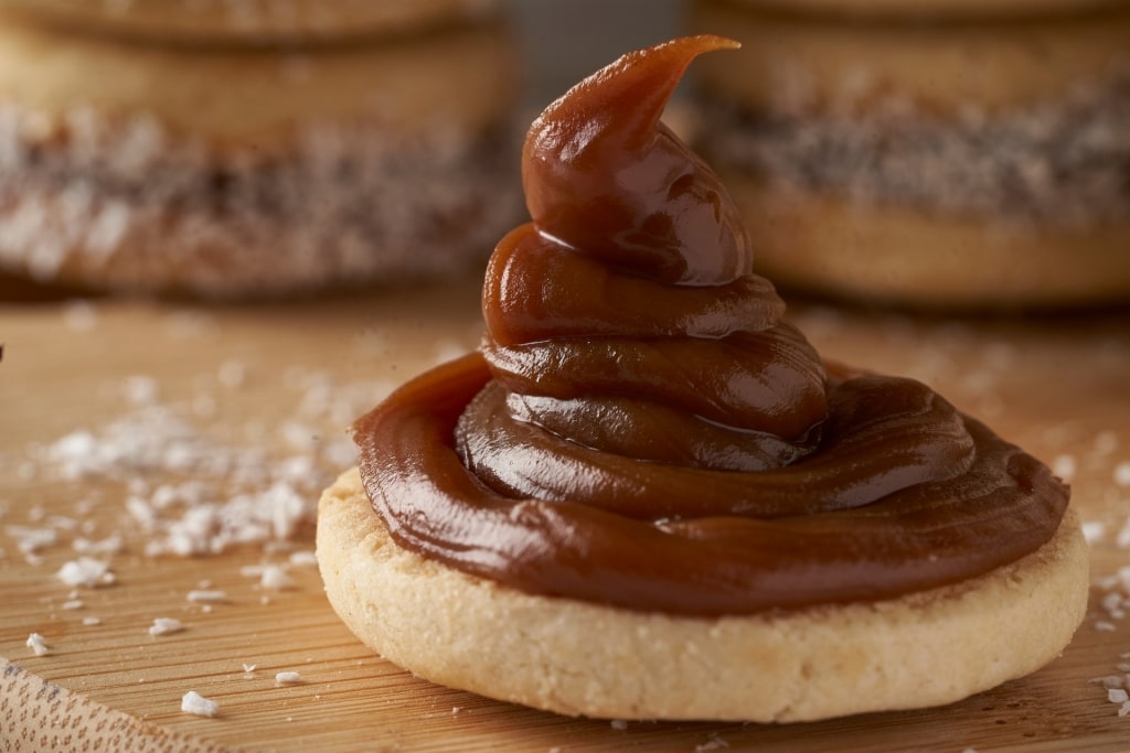 Sweet Dulce de Leche on a biscuit