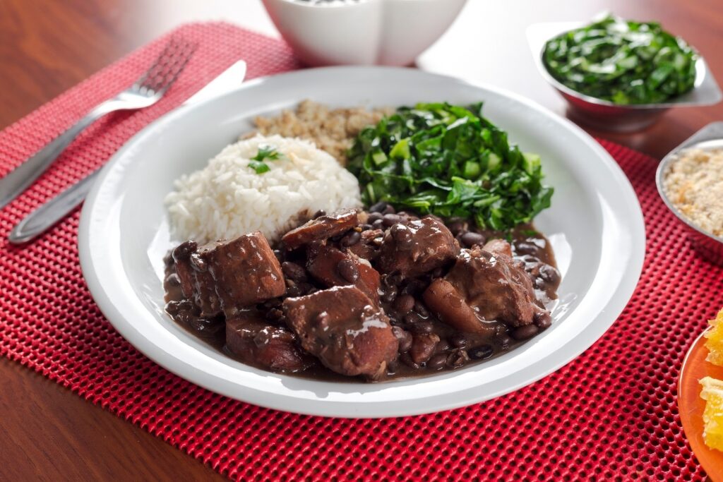 Feijoada on a plate with rice