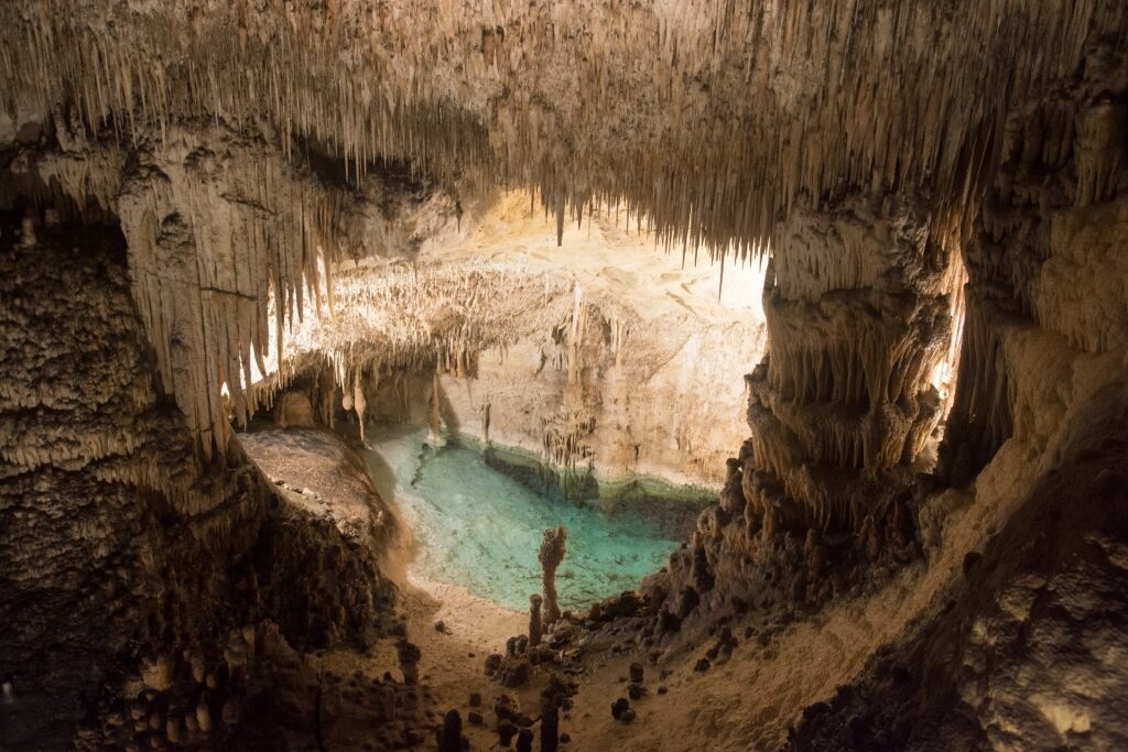 Underground lake inside the Caves of Drach