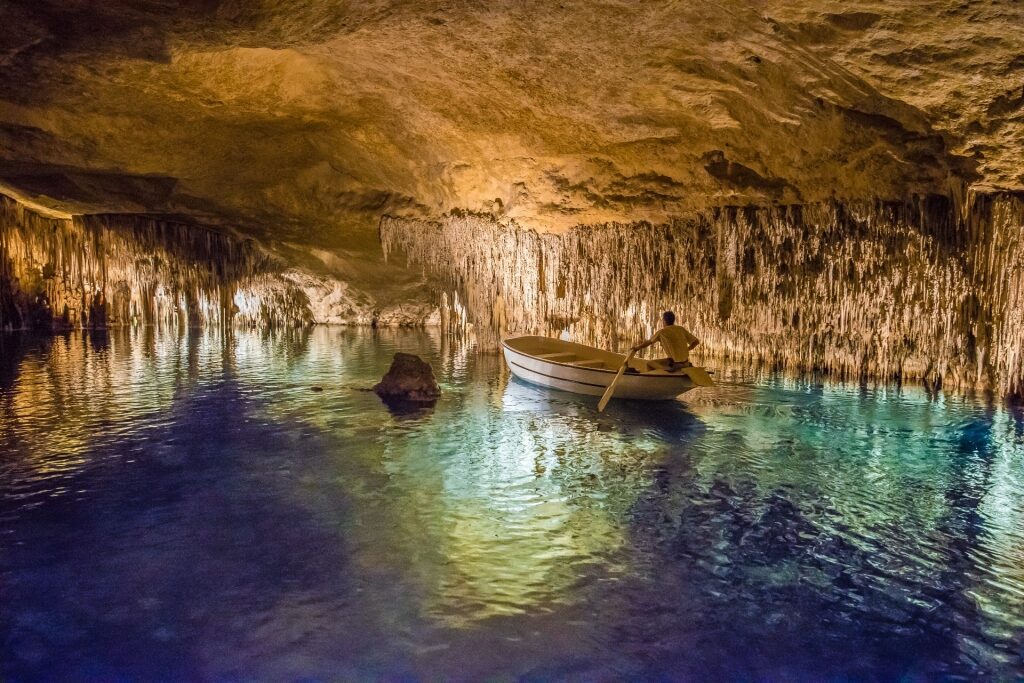 Boating inside the Caves of Drach, Mallorca