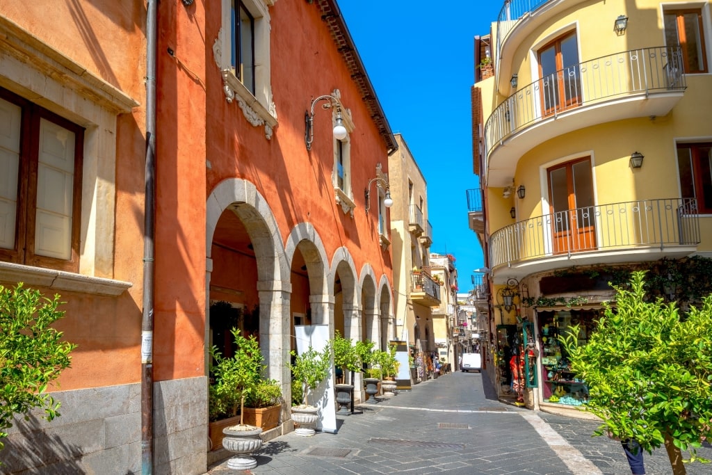 Colorful buildings along Corso Umberto