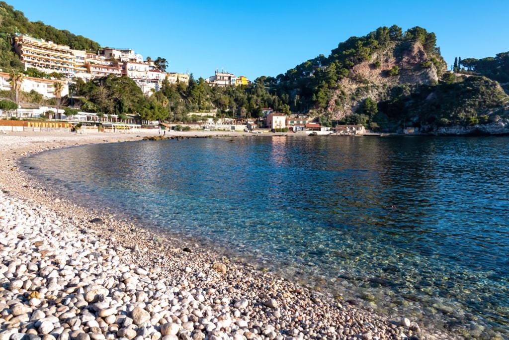 Rocky shoreline of Isola Bella