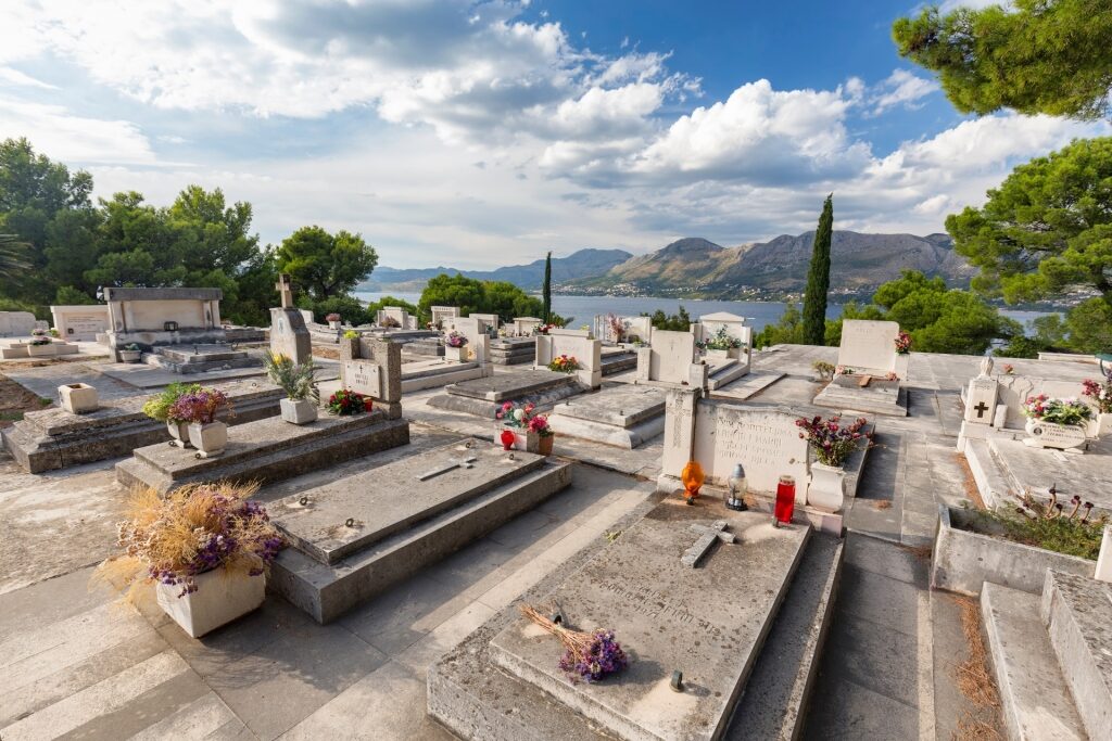 Račić Family Mausoleum with view of the town