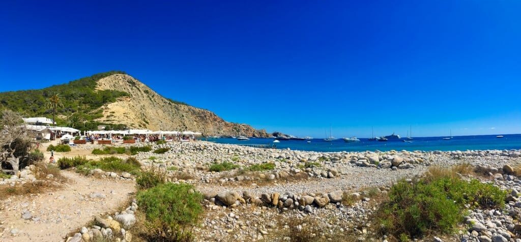 Rocky shoreline of Cala Jondal