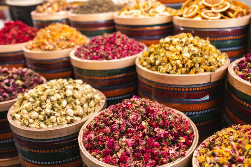 Different teas at a market in Istanbul