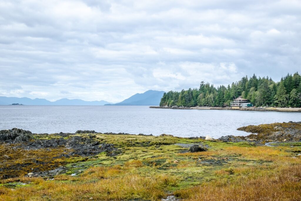 Rocky shoreline of Totem Bight State Historical Park, Ketchikan