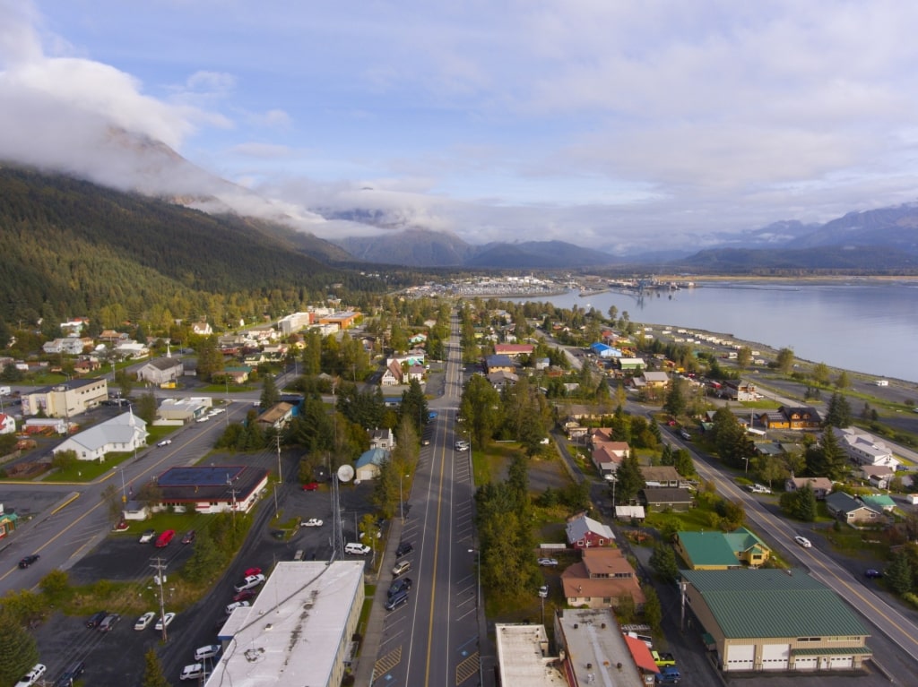 Aerial view of Waterfront Park, Seward