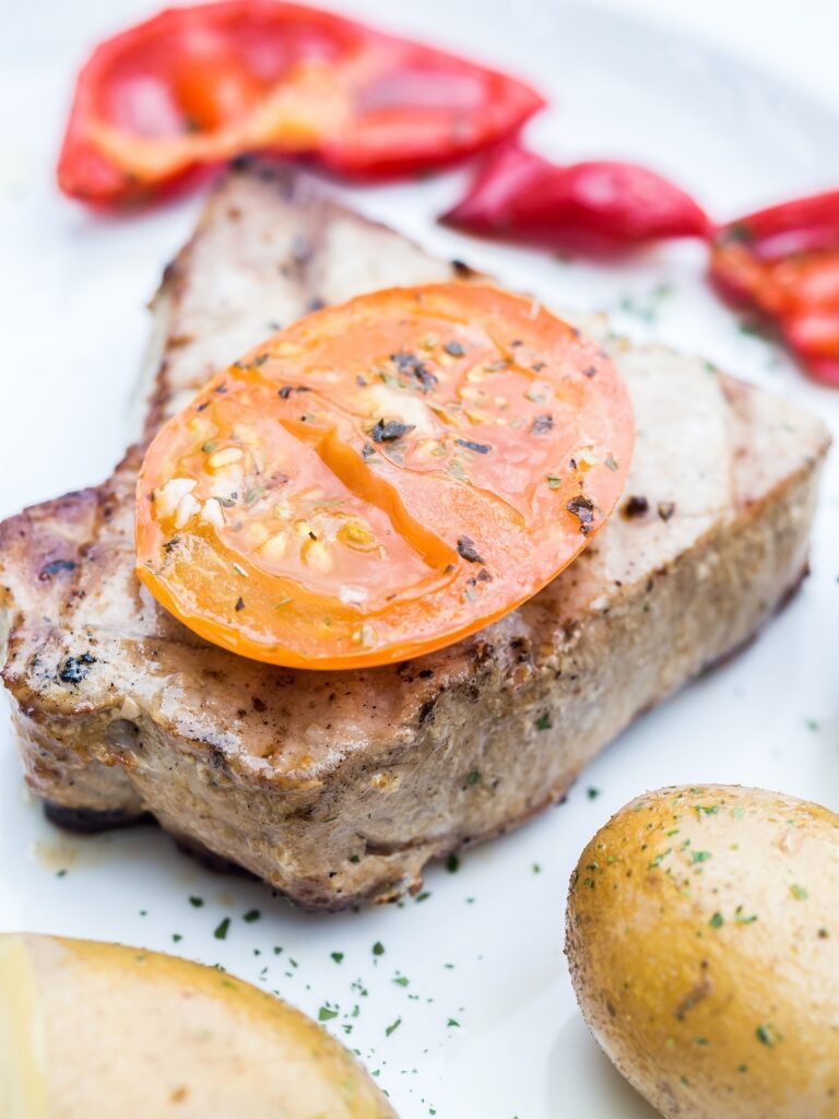 Tuna steak on a plate