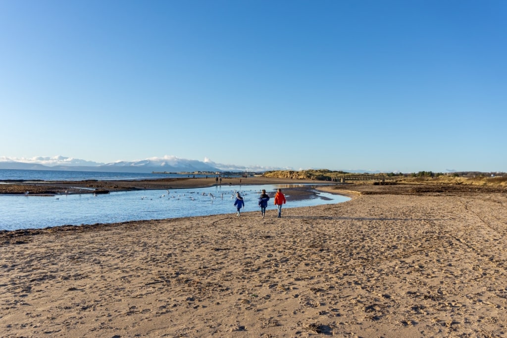 Brown sands of Stevenston Beach, near Glasgow, Scotland