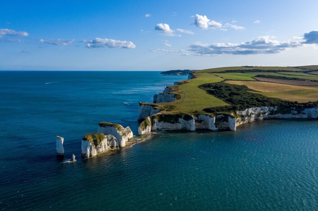Rock formations of Old Harry's Rocks in Dorset, England