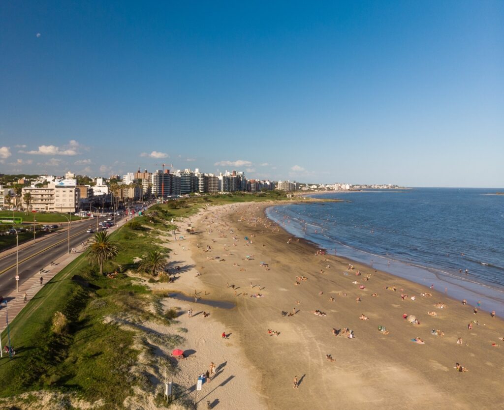 Aerial view of Playa del Buceo, Montevideo