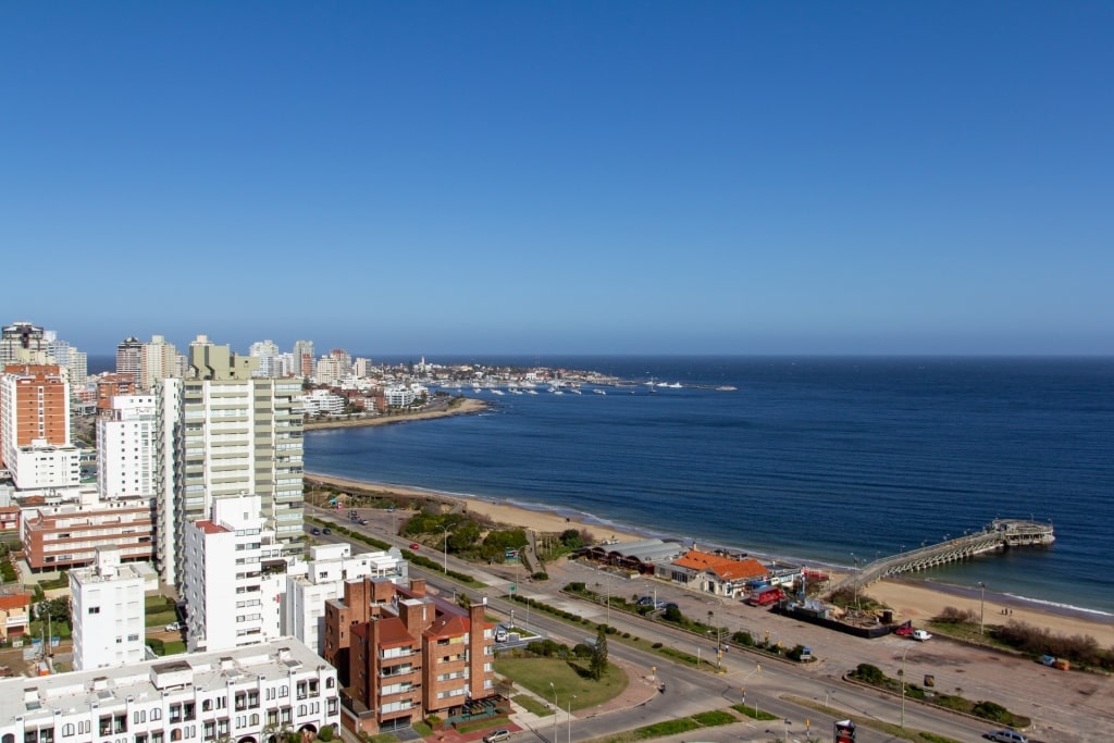 Aerial view of Playa Mansa, Punta del Este