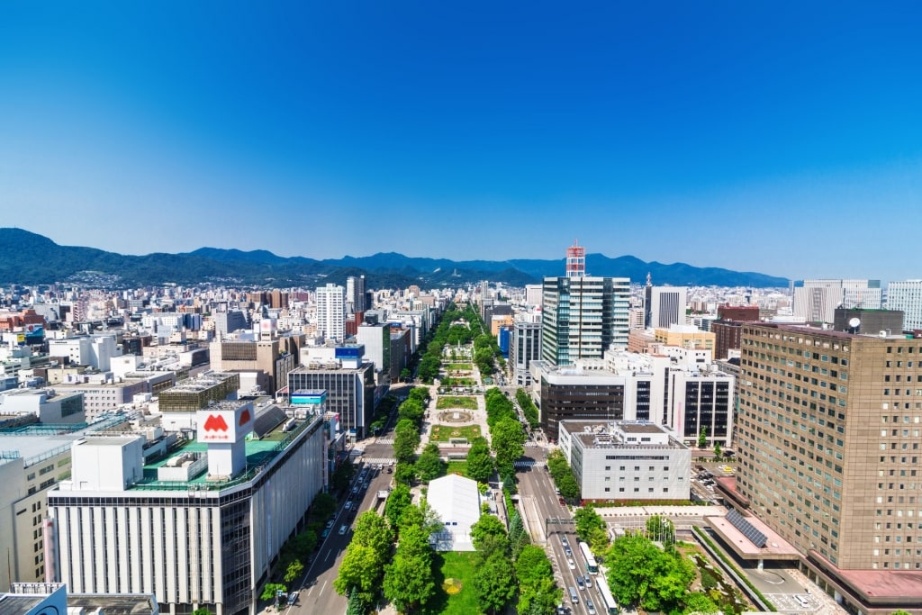 Lush landscape of Odori Park, Sapporo