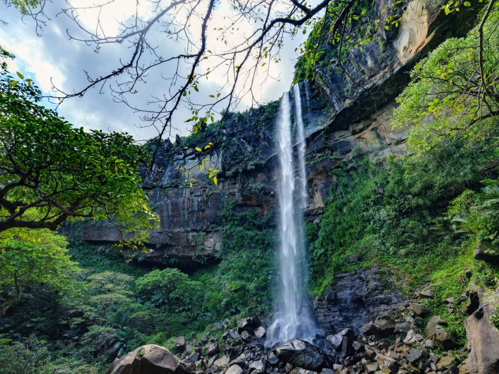 Rocky landscape of Pinaisara Falls in Iriomote, Okinawa