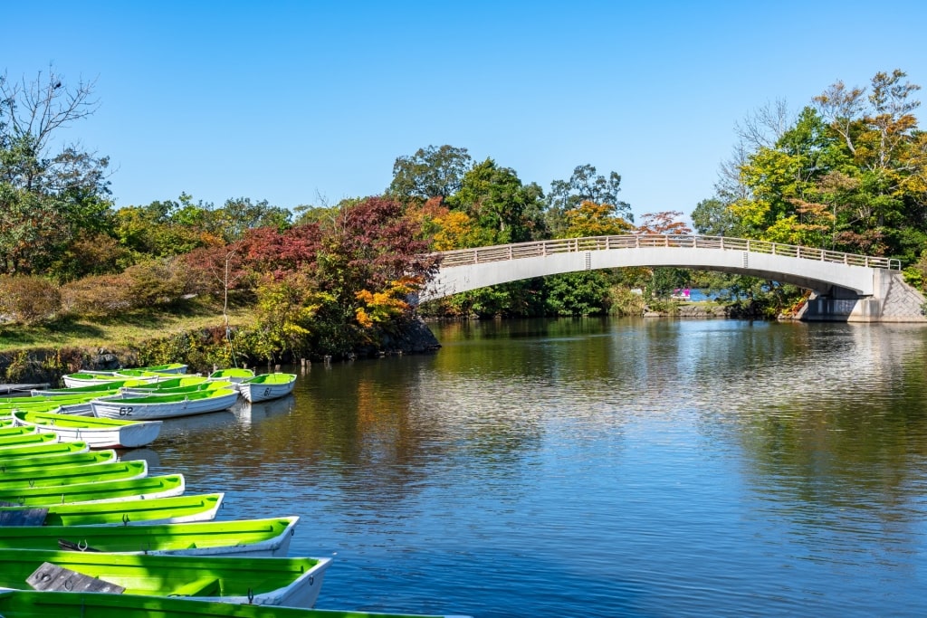 View of Onuma Quasi-National Park, Hokkaido with lake 