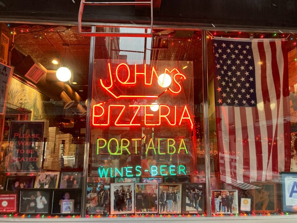 Exterior of John’s of Bleecker Street, New York City