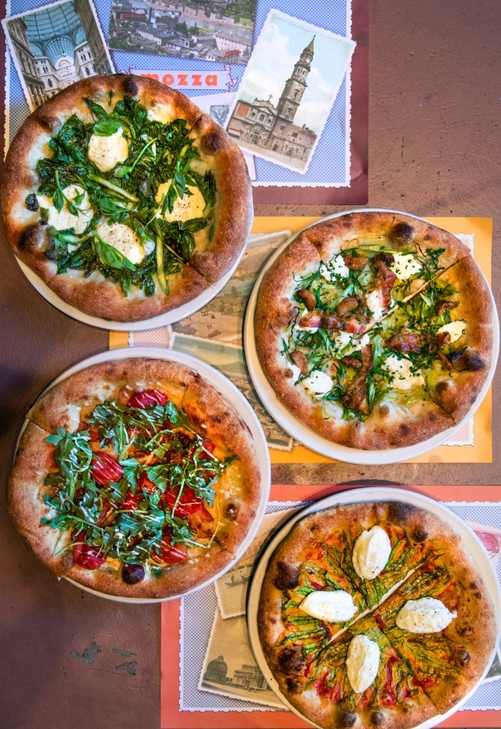 Different pizza flavors of Pizzeria Mozza, Los Angeles