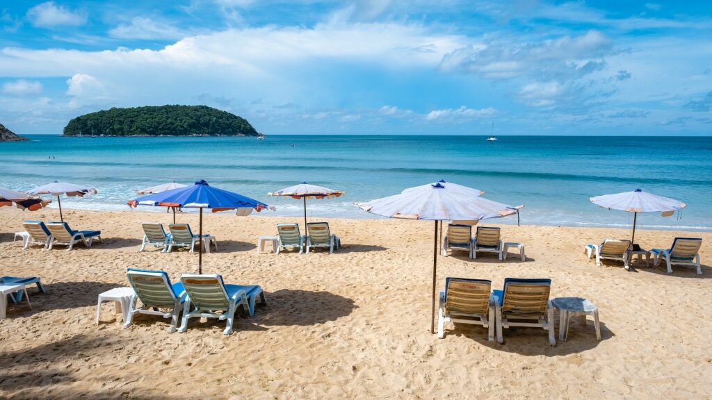 Sandy beach of Nai Harn Beach in Phuket, Thailand