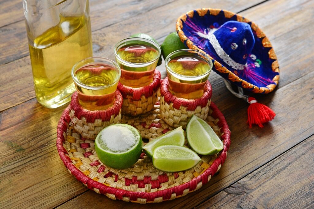 Mexican tequila on the table