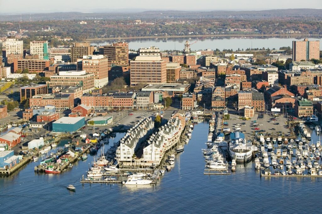 Aerial view of Old Port in Portland