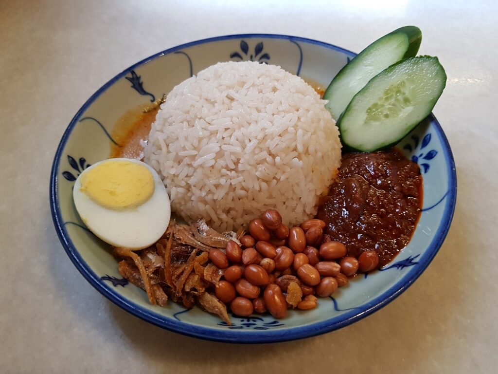 Bowl of nasi lemak